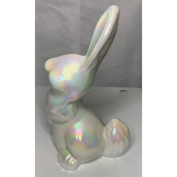 Mosser Glass Thumper Bunny Rabbit Figurine 6.5” White Iridescent Glass Collect - Picture 4 of 6
